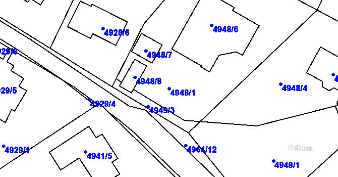 Parcela st. 4948/1 v KÚ Chomutov I, Katastrální mapa