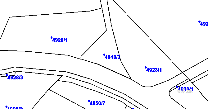Parcela st. 4948/2 v KÚ Chomutov I, Katastrální mapa