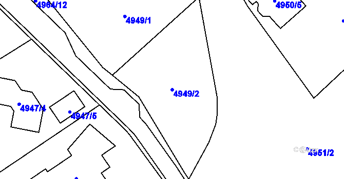Parcela st. 4949/2 v KÚ Chomutov I, Katastrální mapa