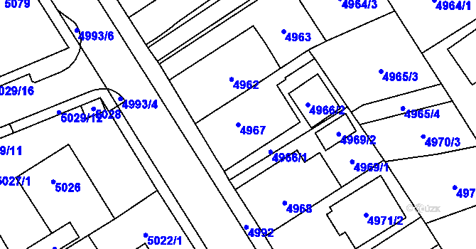 Parcela st. 4967 v KÚ Chomutov I, Katastrální mapa