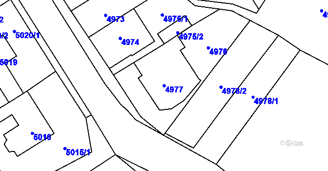 Parcela st. 4977 v KÚ Chomutov I, Katastrální mapa