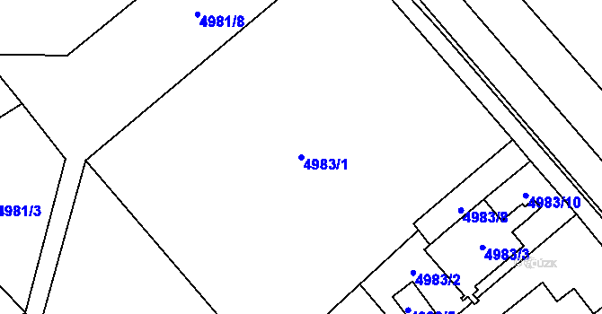 Parcela st. 4983/1 v KÚ Chomutov I, Katastrální mapa
