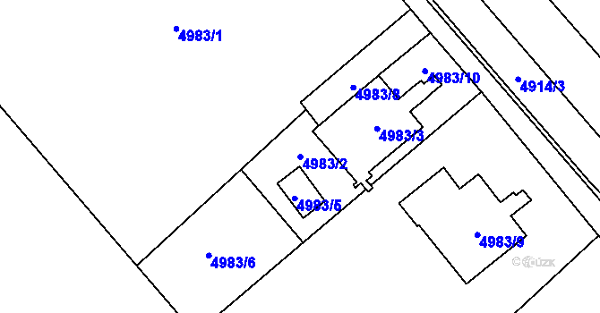 Parcela st. 4983/2 v KÚ Chomutov I, Katastrální mapa