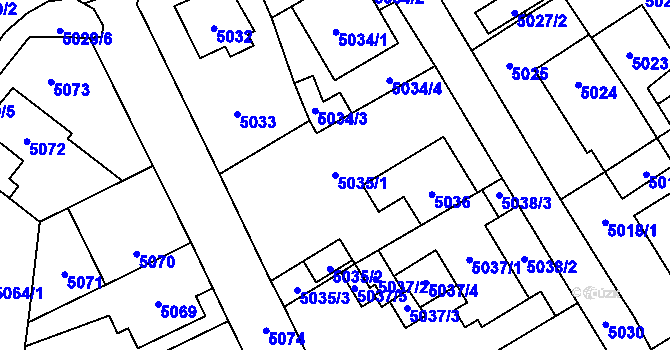 Parcela st. 5035/1 v KÚ Chomutov I, Katastrální mapa