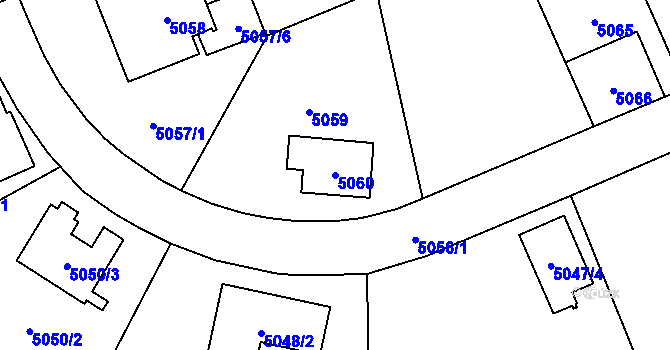 Parcela st. 5060 v KÚ Chomutov I, Katastrální mapa