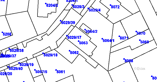 Parcela st. 5063 v KÚ Chomutov I, Katastrální mapa