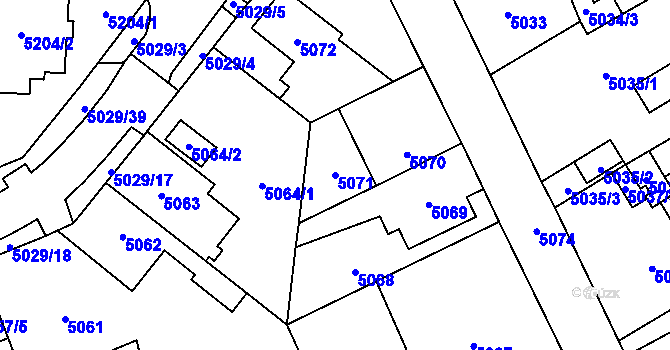 Parcela st. 5071 v KÚ Chomutov I, Katastrální mapa