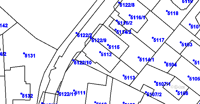 Parcela st. 5112 v KÚ Chomutov I, Katastrální mapa