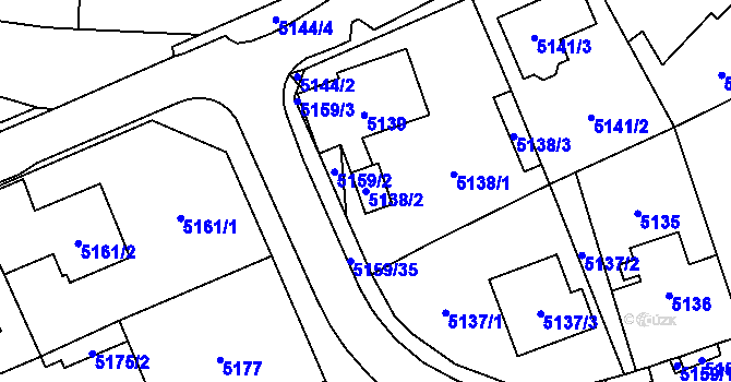 Parcela st. 5138/2 v KÚ Chomutov I, Katastrální mapa