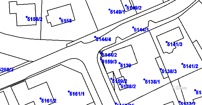 Parcela st. 5144/2 v KÚ Chomutov I, Katastrální mapa