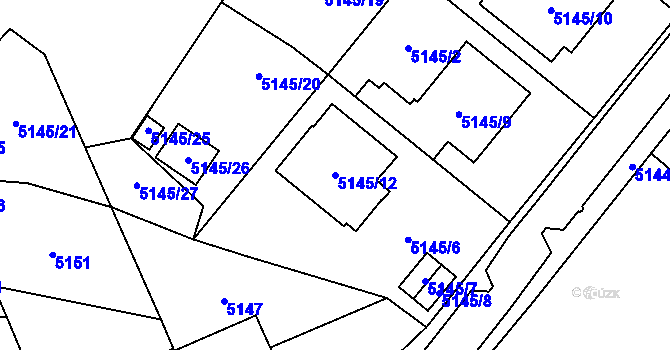 Parcela st. 5145/12 v KÚ Chomutov I, Katastrální mapa