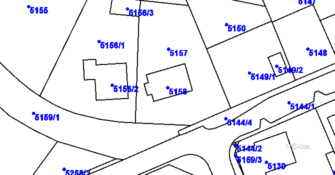 Parcela st. 5158 v KÚ Chomutov I, Katastrální mapa