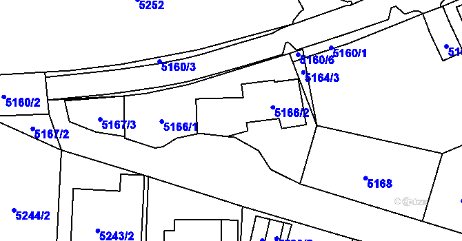 Parcela st. 5166/3 v KÚ Chomutov I, Katastrální mapa