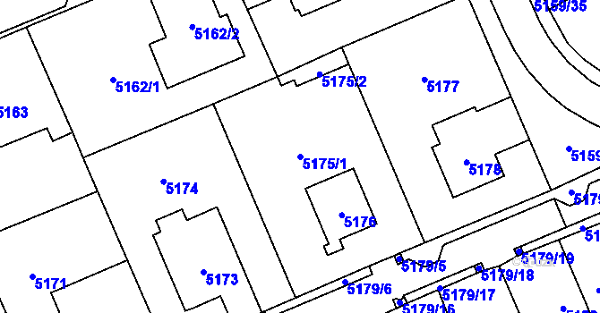 Parcela st. 5175/1 v KÚ Chomutov I, Katastrální mapa
