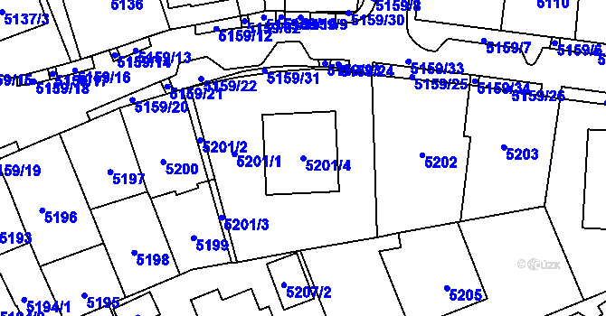 Parcela st. 5201/4 v KÚ Chomutov I, Katastrální mapa