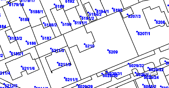 Parcela st. 5210 v KÚ Chomutov I, Katastrální mapa
