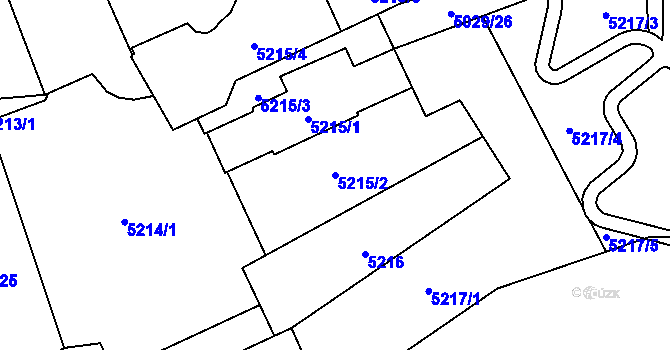 Parcela st. 5215/2 v KÚ Chomutov I, Katastrální mapa