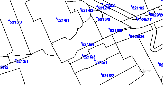 Parcela st. 5215/4 v KÚ Chomutov I, Katastrální mapa