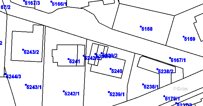 Parcela st. 5239/2 v KÚ Chomutov I, Katastrální mapa