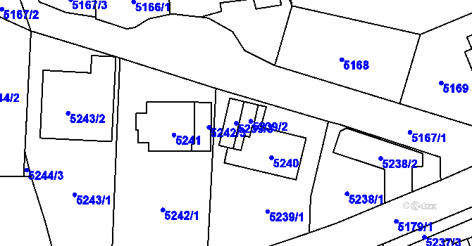 Parcela st. 5239/3 v KÚ Chomutov I, Katastrální mapa