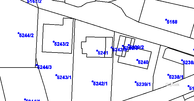 Parcela st. 5241 v KÚ Chomutov I, Katastrální mapa