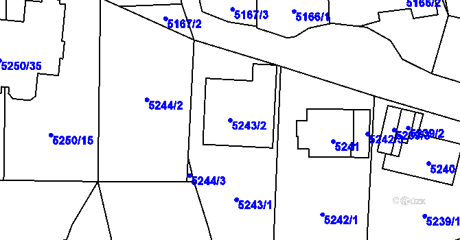 Parcela st. 5243/2 v KÚ Chomutov I, Katastrální mapa