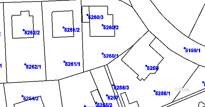 Parcela st. 5260/1 v KÚ Chomutov I, Katastrální mapa