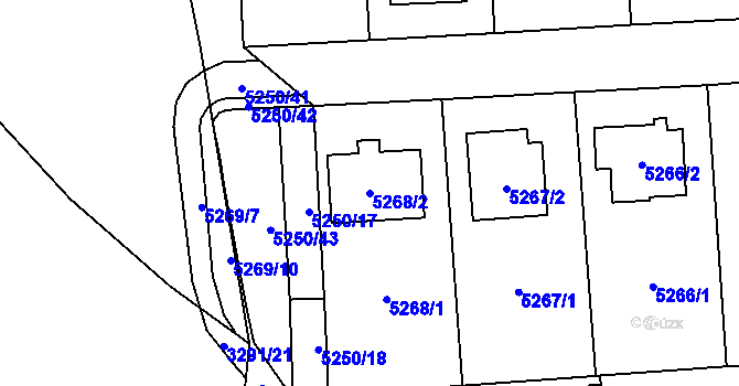 Parcela st. 5268/2 v KÚ Chomutov I, Katastrální mapa