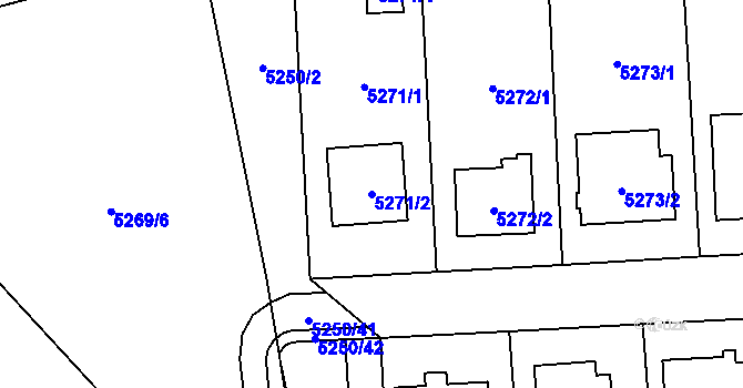 Parcela st. 5271/2 v KÚ Chomutov I, Katastrální mapa