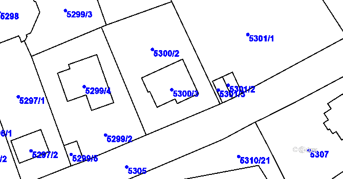 Parcela st. 5300/3 v KÚ Chomutov I, Katastrální mapa
