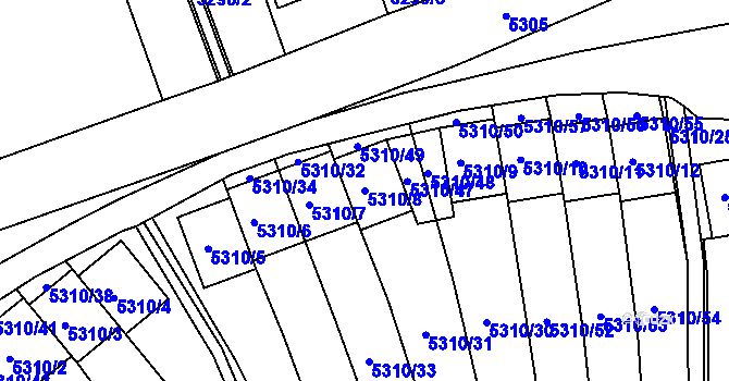 Parcela st. 5310/8 v KÚ Chomutov I, Katastrální mapa