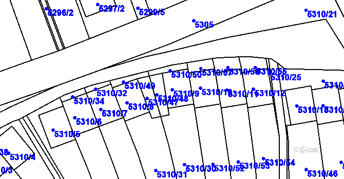 Parcela st. 5310/9 v KÚ Chomutov I, Katastrální mapa