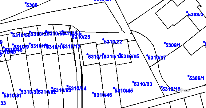 Parcela st. 5310/14 v KÚ Chomutov I, Katastrální mapa