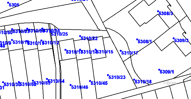 Parcela st. 5310/15 v KÚ Chomutov I, Katastrální mapa