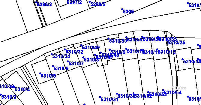 Parcela st. 5310/48 v KÚ Chomutov I, Katastrální mapa