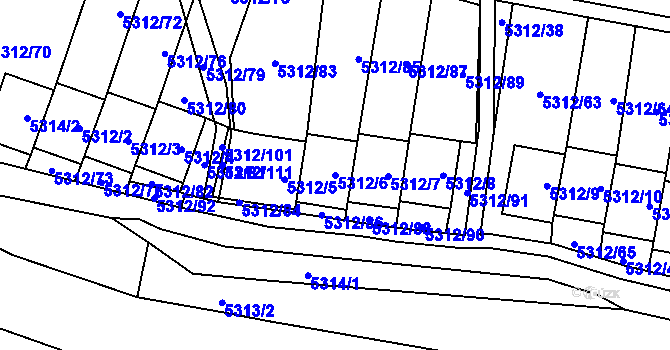 Parcela st. 5312/6 v KÚ Chomutov I, Katastrální mapa