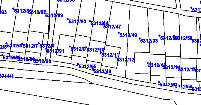 Parcela st. 5312/11 v KÚ Chomutov I, Katastrální mapa