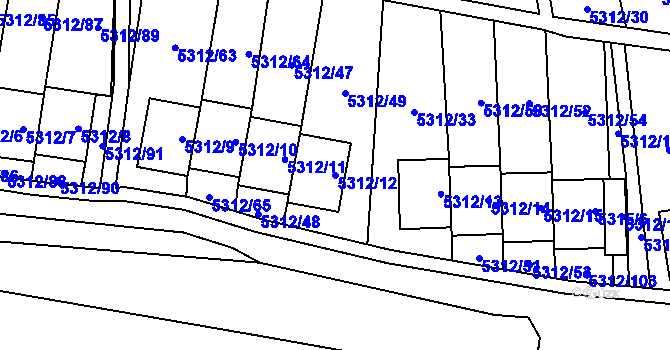 Parcela st. 5312/12 v KÚ Chomutov I, Katastrální mapa