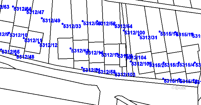 Parcela st. 5312/15 v KÚ Chomutov I, Katastrální mapa