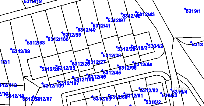 Parcela st. 5312/28 v KÚ Chomutov I, Katastrální mapa