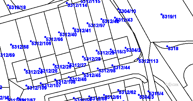 Parcela st. 5312/29 v KÚ Chomutov I, Katastrální mapa
