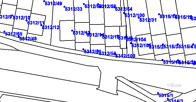 Parcela st. 5312/53 v KÚ Chomutov I, Katastrální mapa