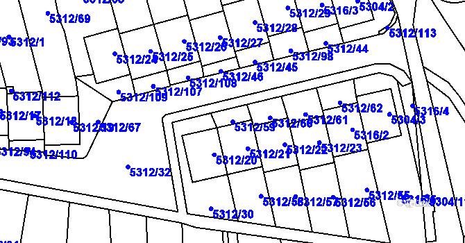 Parcela st. 5312/59 v KÚ Chomutov I, Katastrální mapa