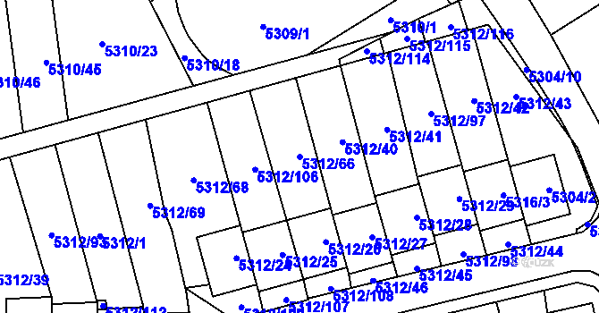 Parcela st. 5312/66 v KÚ Chomutov I, Katastrální mapa
