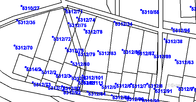 Parcela st. 5312/83 v KÚ Chomutov I, Katastrální mapa