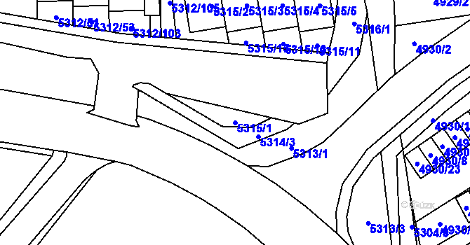 Parcela st. 5315/1 v KÚ Chomutov I, Katastrální mapa