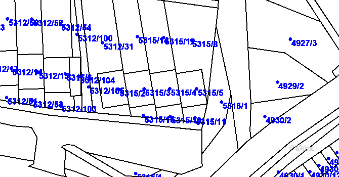 Parcela st. 5315/4 v KÚ Chomutov I, Katastrální mapa