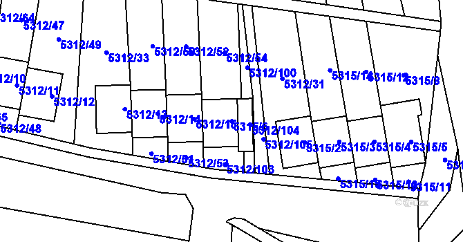 Parcela st. 5315/6 v KÚ Chomutov I, Katastrální mapa
