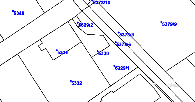 Parcela st. 5330 v KÚ Chomutov I, Katastrální mapa