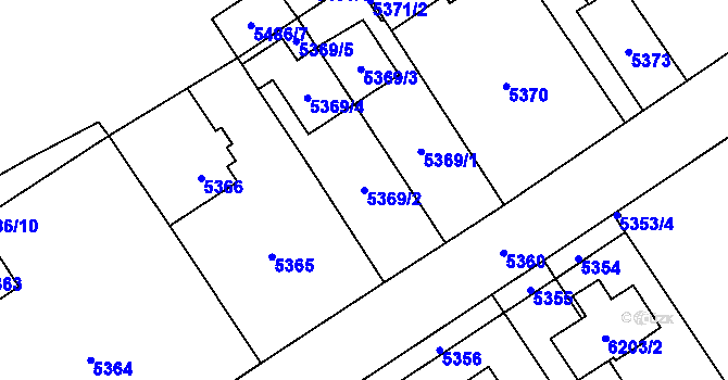Parcela st. 5369/2 v KÚ Chomutov I, Katastrální mapa